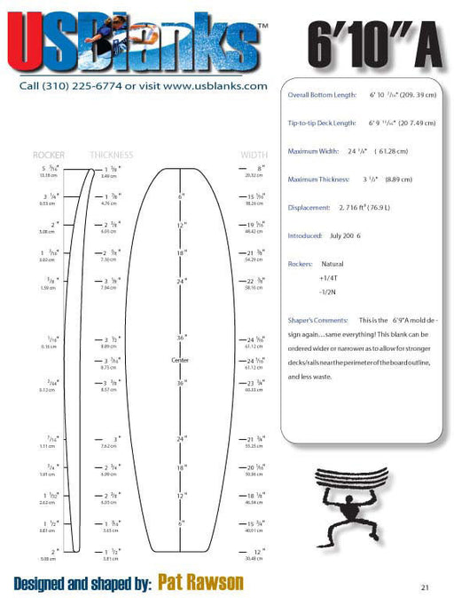 US Blanks Greenlight Surf Co   US Blanks 610A Surfboard Blank 512x674 