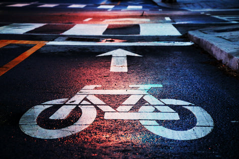 urban bike helmet in a bike lane