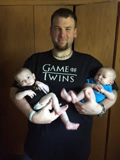 dad and twins matching shirts