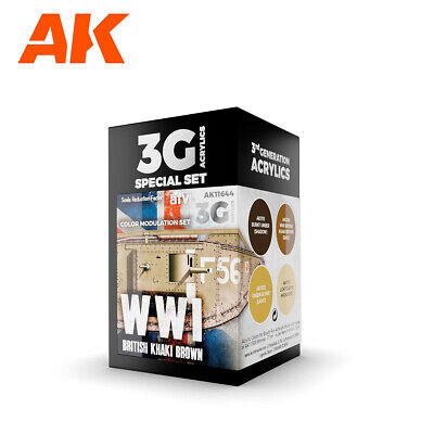 AK Modulation Series: WW1 British Khaki Brown Acrylic Paint Set AK11644