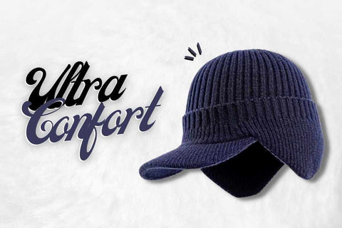 Bonnet Casquette Bleu maille confortable.