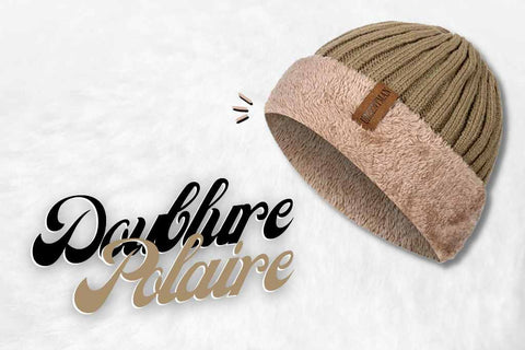 Bonnet Chaud Beige avec doublure polaire.