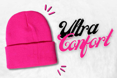 bonnet rose fluo hiver.