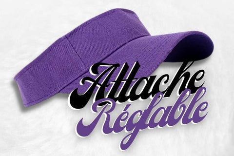 Casquette Visière Violet avec attache flexible en taille.