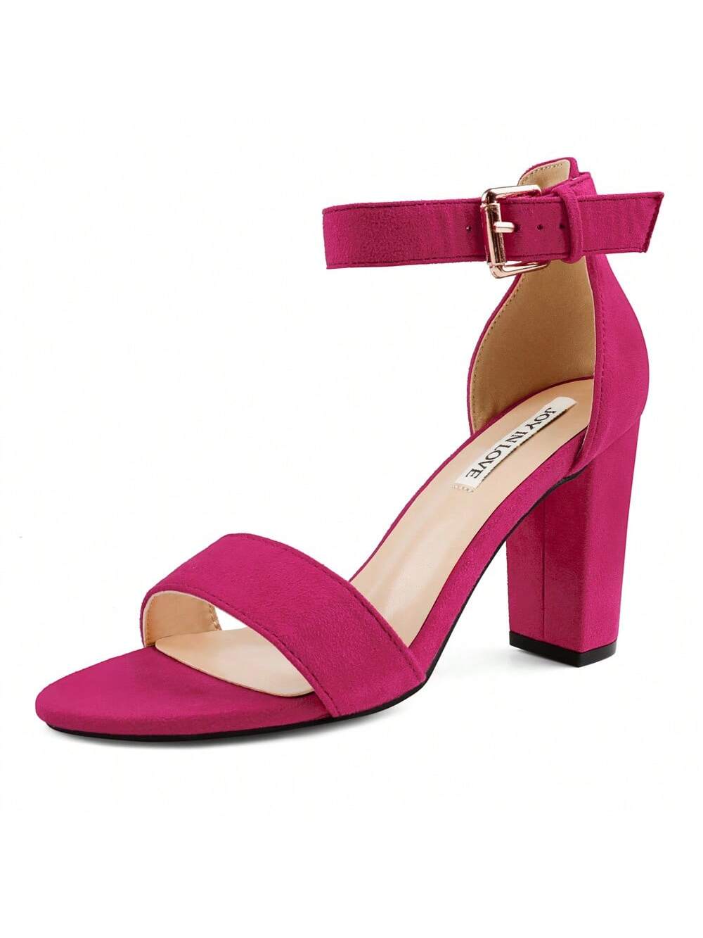 JOY IN LOVE Womens 3.5" Chunky Block High Heels Ankle Strap Heeled Sandals