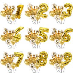 32" Gold Number Crown Balloon Kit Kids Birthday Party Decoration