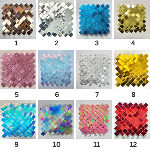sequin panels in various colors