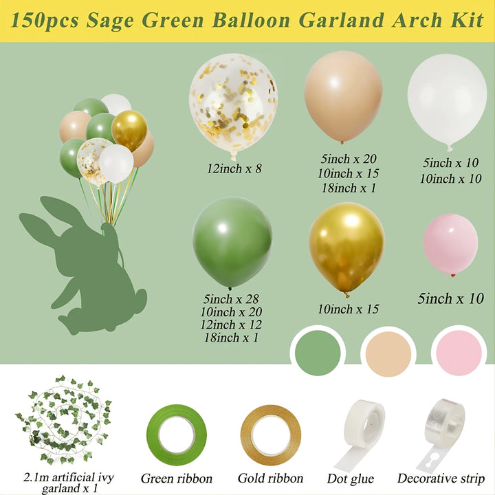 150 Mouse Tail Green Pink Balloon Arched Set Baby Shower Birthday Gard –  Fancy Backdrops
