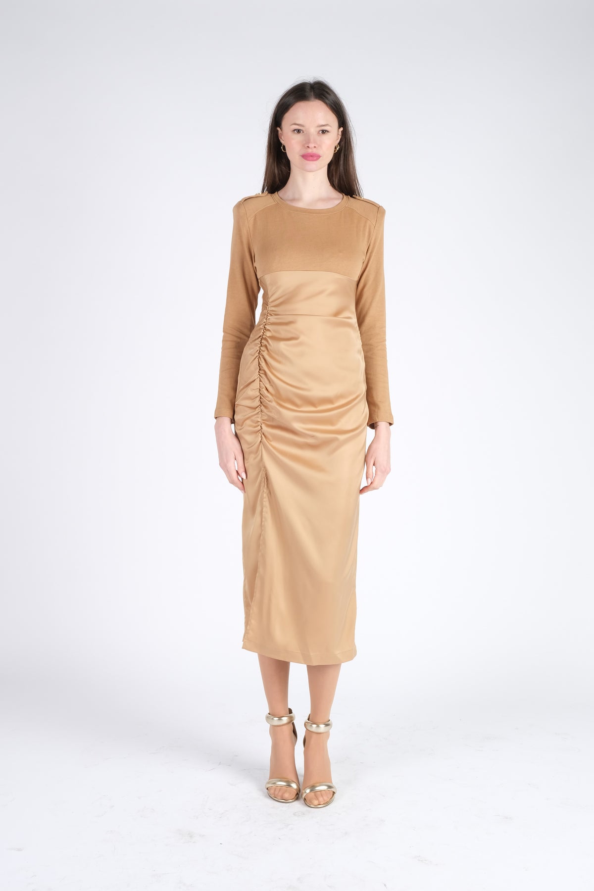 Beige Satin Dress