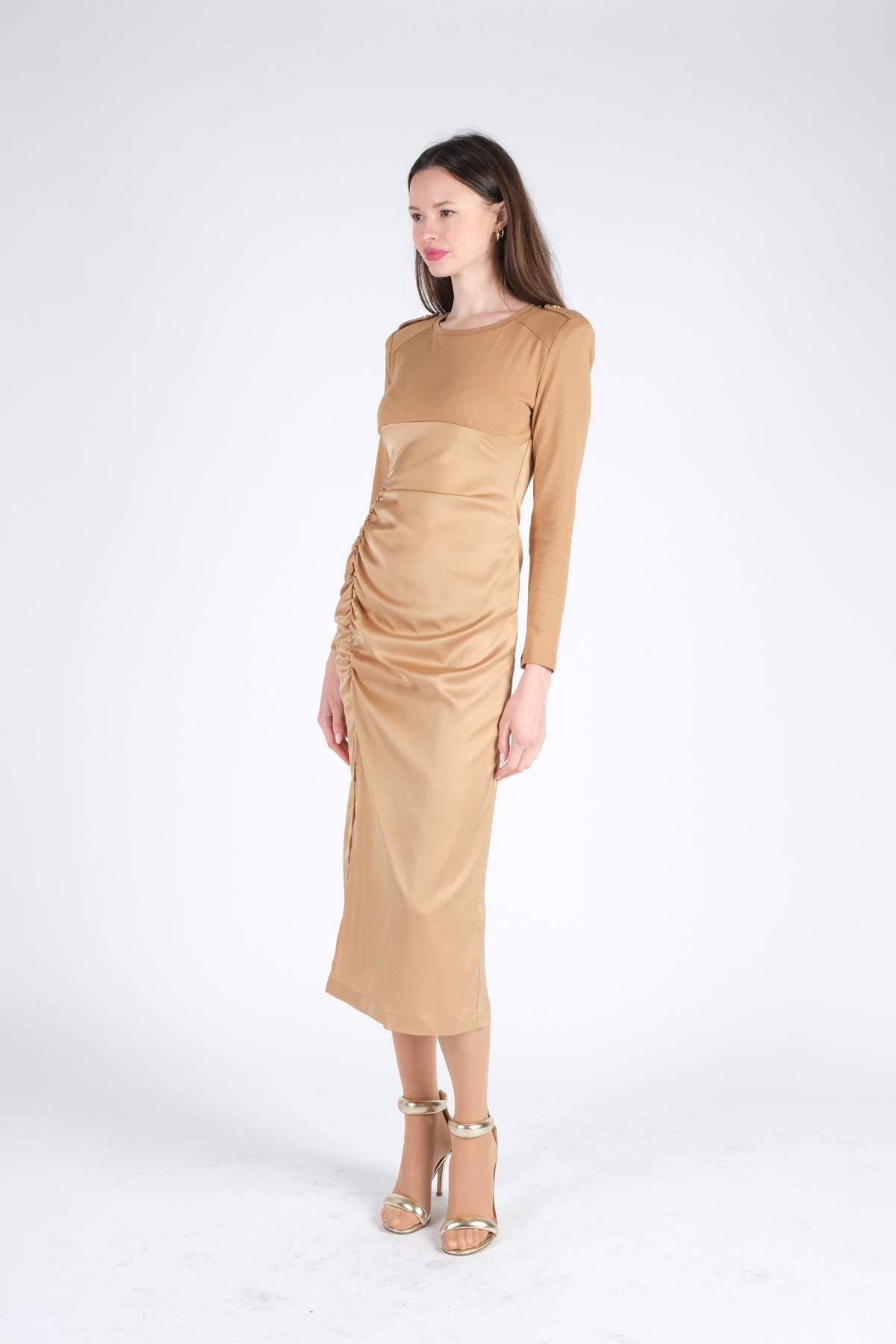 Beige Satin Dress