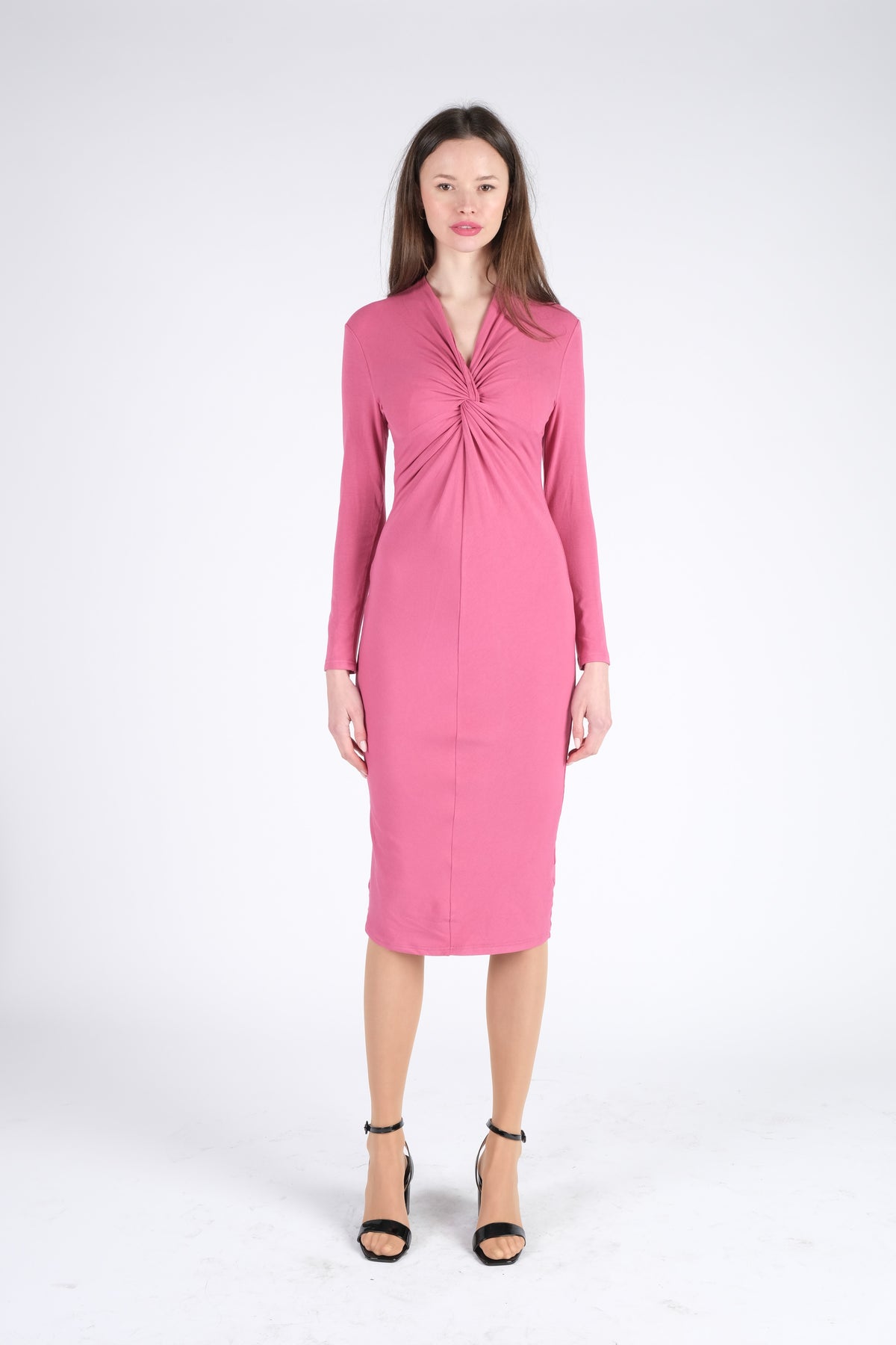 Tie Pink Midi Dress