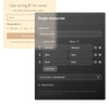 A merchant includes a single-choice list in their popover. The popover poses the question 'Shopping for:' and offers three options: women, men, or both.