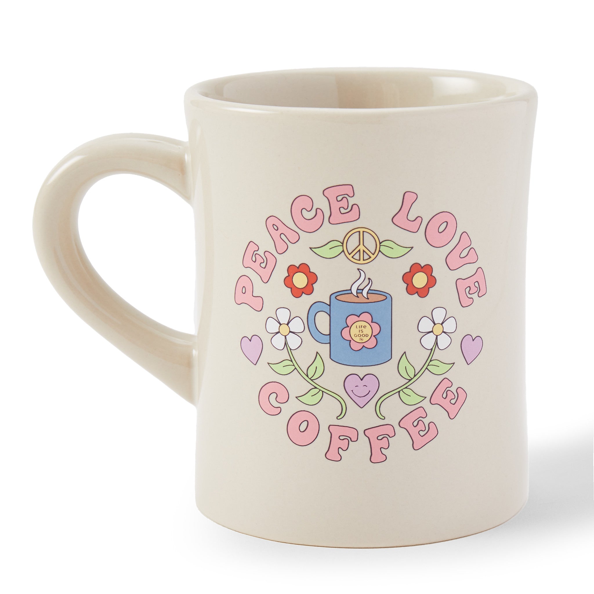 Product image for "Adult Unisex Peace Love Coffee Floral Diner Mug" ||129912_1