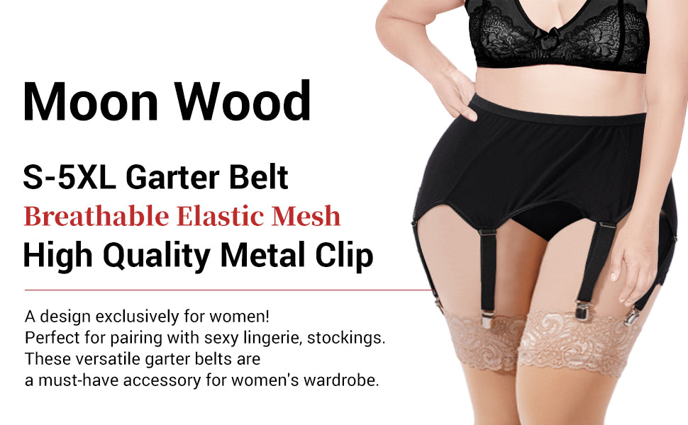 Garter Belt Plus Size with 6 Vintage Metal Clips