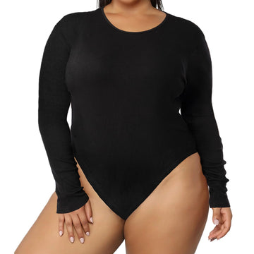 Plus Size Miyuki Slinky Bodysuit - Black – Curvy Sense