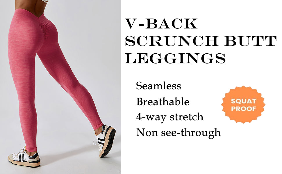 Seamless Scrunch Butt Lifting V Back Leggings - Purple