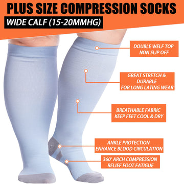 3 Pairs Plus Size Compression Socks