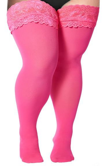 Womens Plus Size Thigh High Socks-Snow White