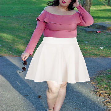 High Waisted Skater Skirt Plus Size-Pink丨Moon Wood