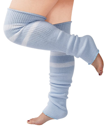 Plus Size Leg Warmers for Women-Light Purple & White