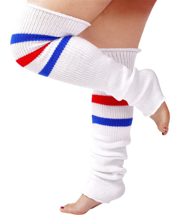 Plus Size Leg Warmers for Women- Purple White