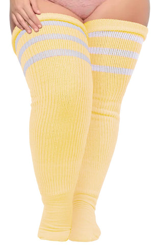 Wool Plus Size Thigh High Socks For Thick Thighs-Black