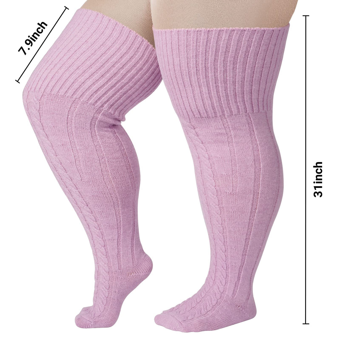 Wool Plus Size Thigh High Socks For Thick Thighs-Lavender丨Moon Wood