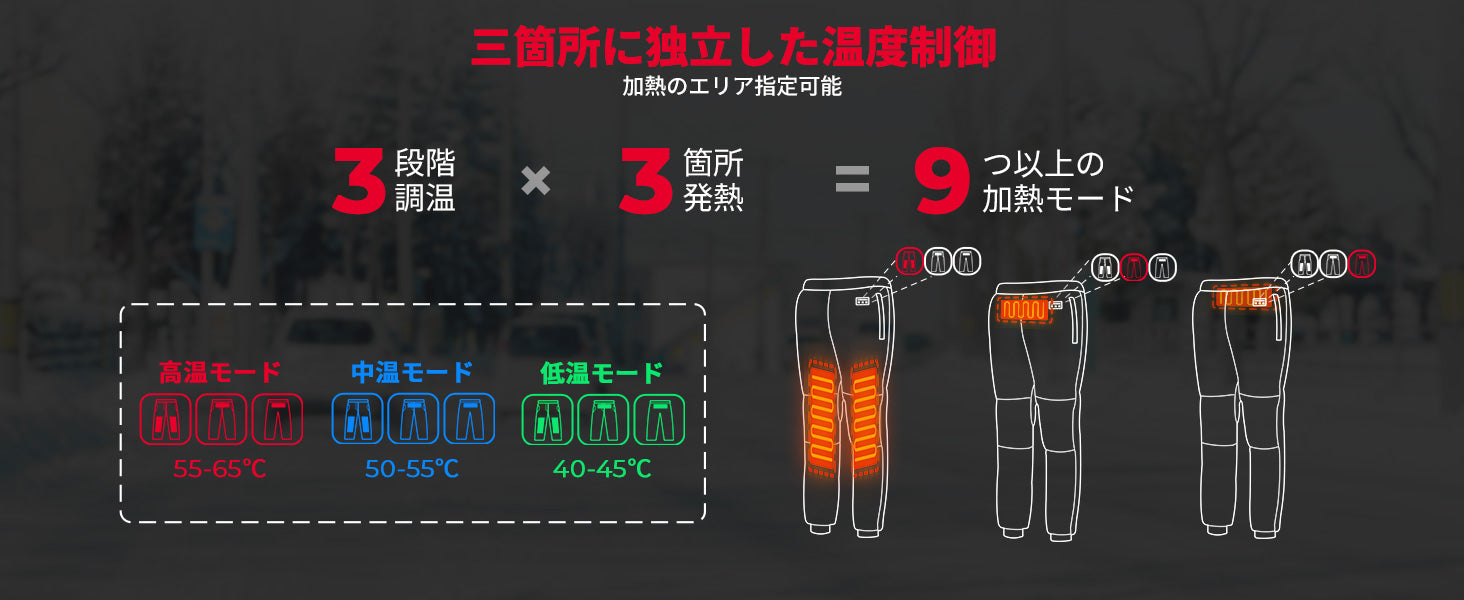 バイクパンツ 電熱 12V 防水 防風防寒裏起毛