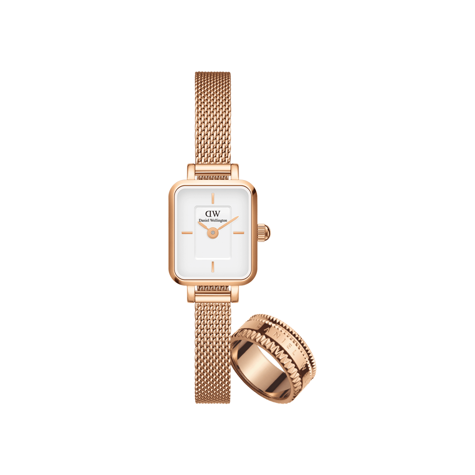 Quadro Mini Melrose & Elevation Ring Rose Gold - Daniel Wellington EU product image