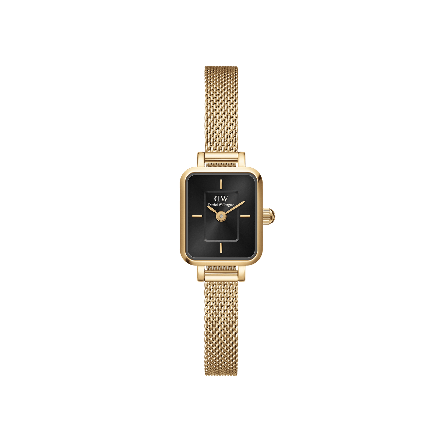 Quadro Mini - Uhr mit goldenem und bernsteinfarbenem Zifferblatt