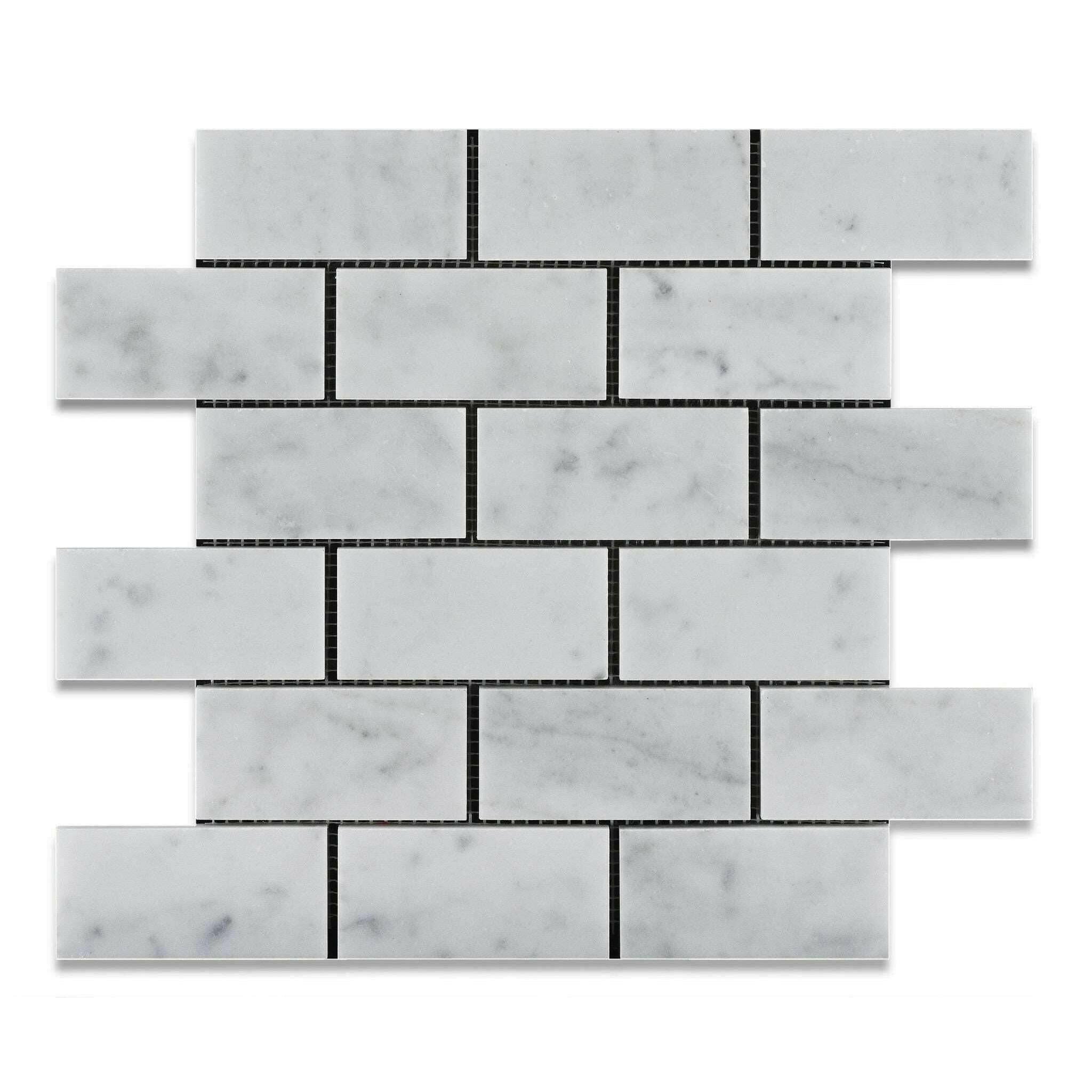  2x4 Carrara White Marble Honed Brick Mosaic Tile - SPD2024