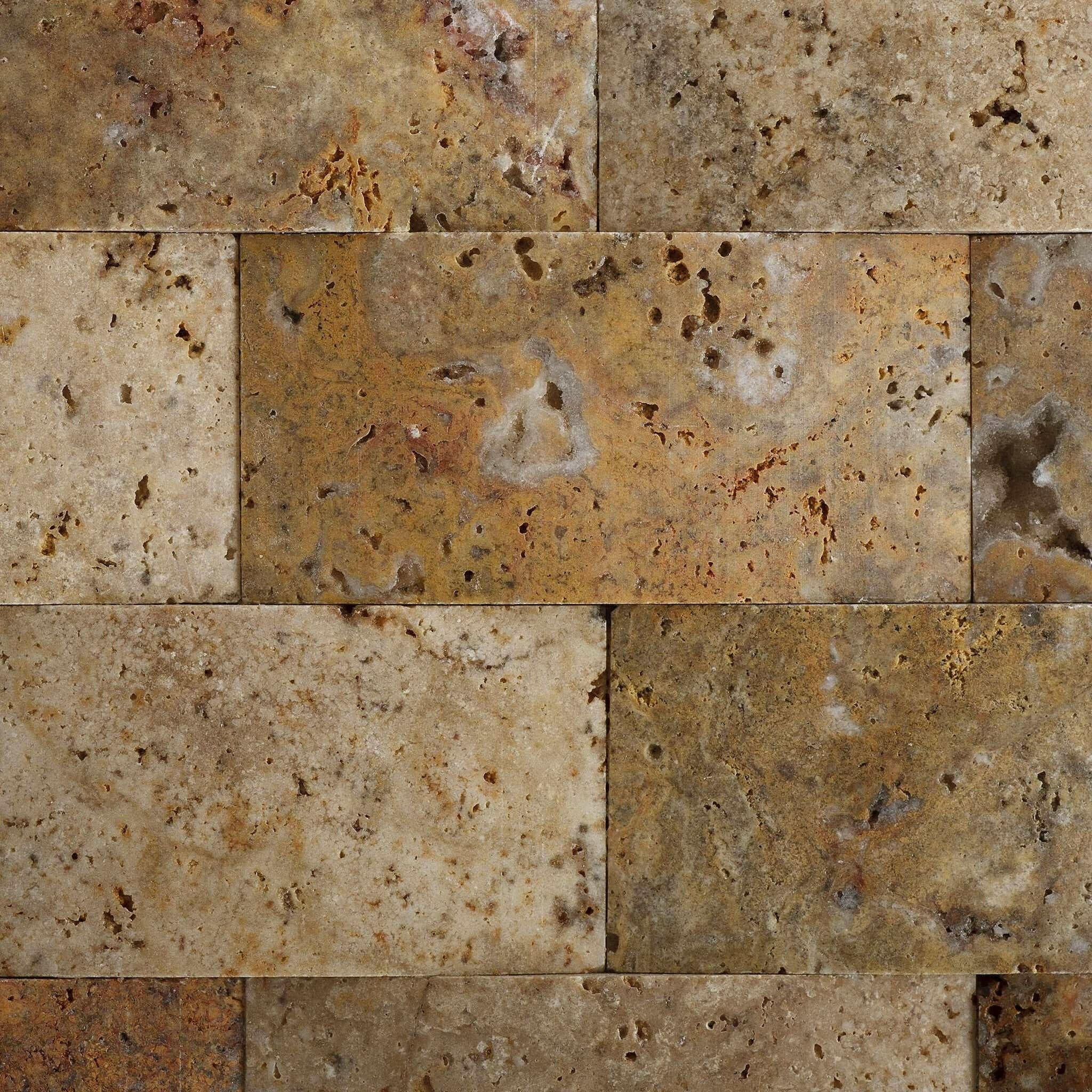 2x4 Scabos Travertine Honed CNC Arched 3D Brick Mosaic Tile