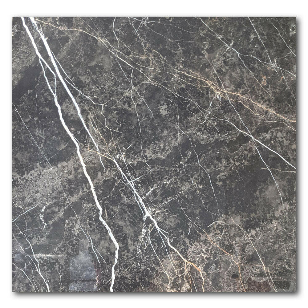 36x36 Laurent Black Matte Marble Look Porcelain Tile