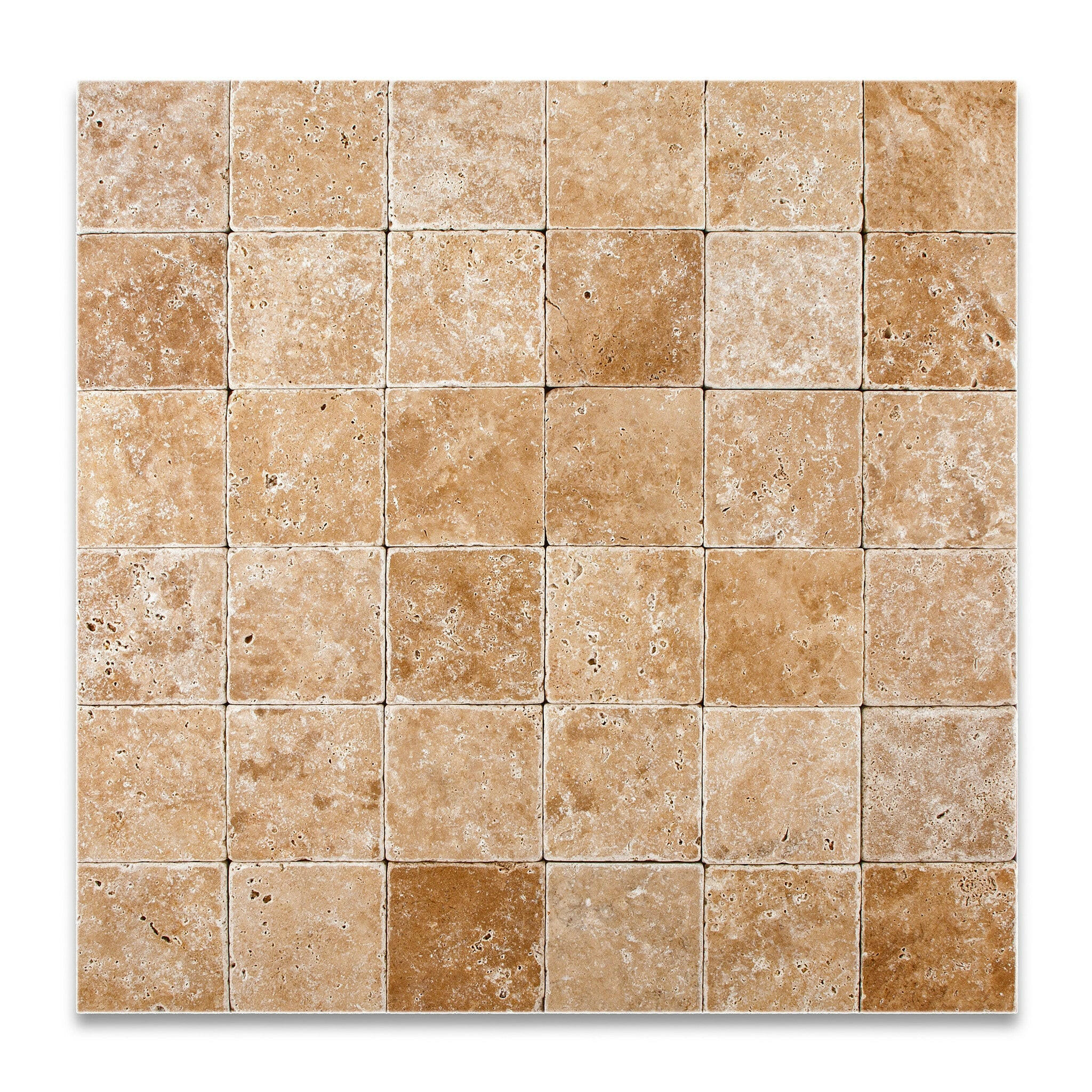 4x4 Walnut Travertine Tumbled Tile