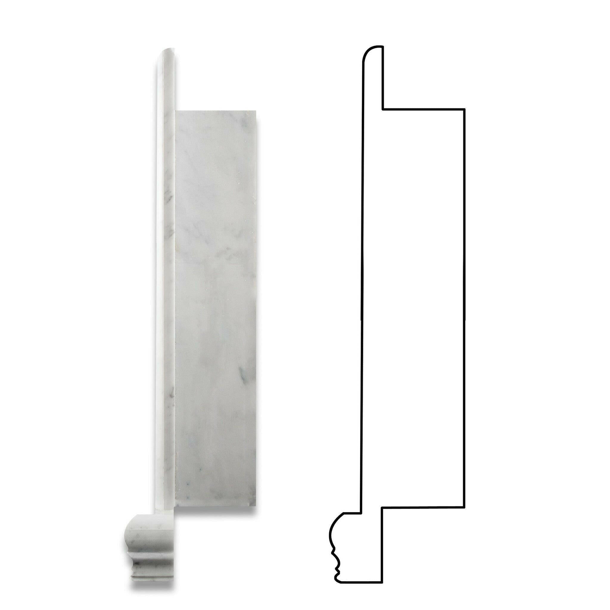 Carrara White Marble Hand-Made Custom Shampoo Niche / Shelf - LARGE - Honed