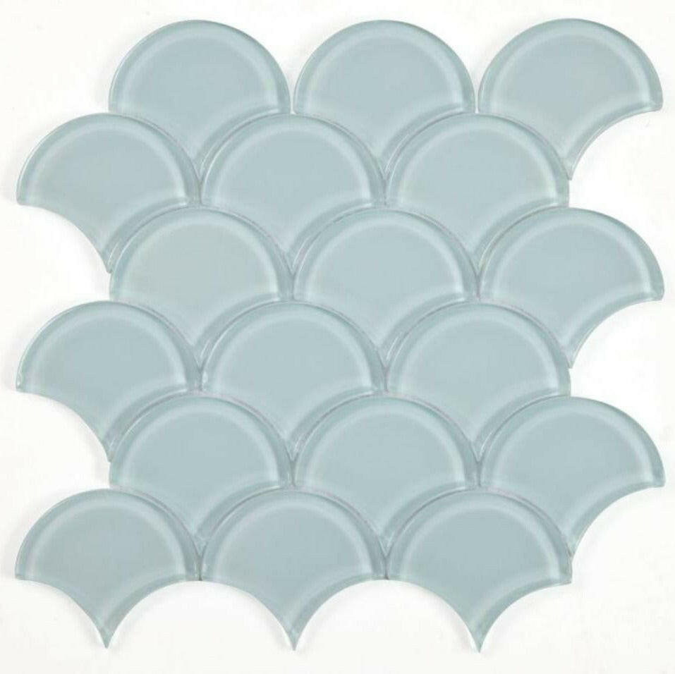  Fish Scale Turquoise Glossy Glass Mosaic Tile