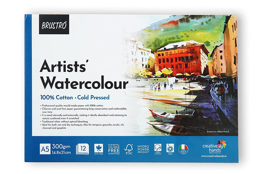 Brustro Artists Watercolour Paper 300 Gsm 25% Cotton (A4=9+3 Sheet) at Rs  198, वॉटरकलर पेपर - Goyal Book Depot, Jodhpur