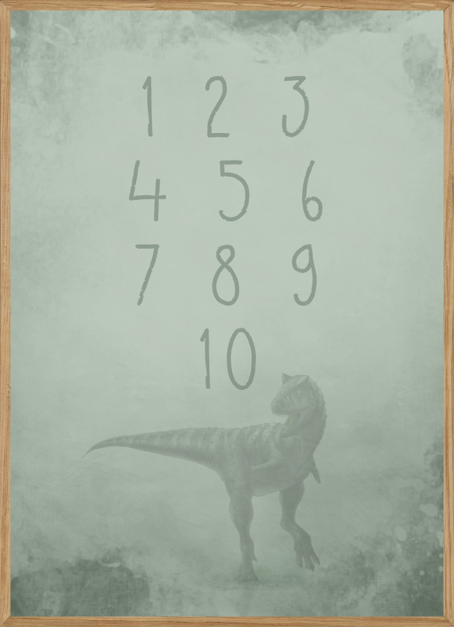 GREEN DINOSAUR NUMBERS - BØRNEPLAKAT - Børneplakater - Living Nature