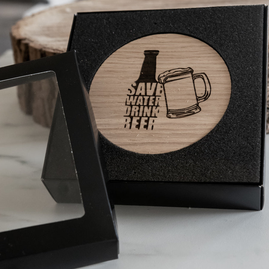 Billede af SAVE WATER DRINK BEER, COASTER 4 STK - Fars dag - Living Nature