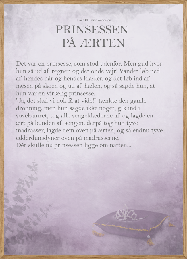 Billede af PRINSESSEN PÅ ÆRTEN - THE STORY - Børneplakater - Living Nature