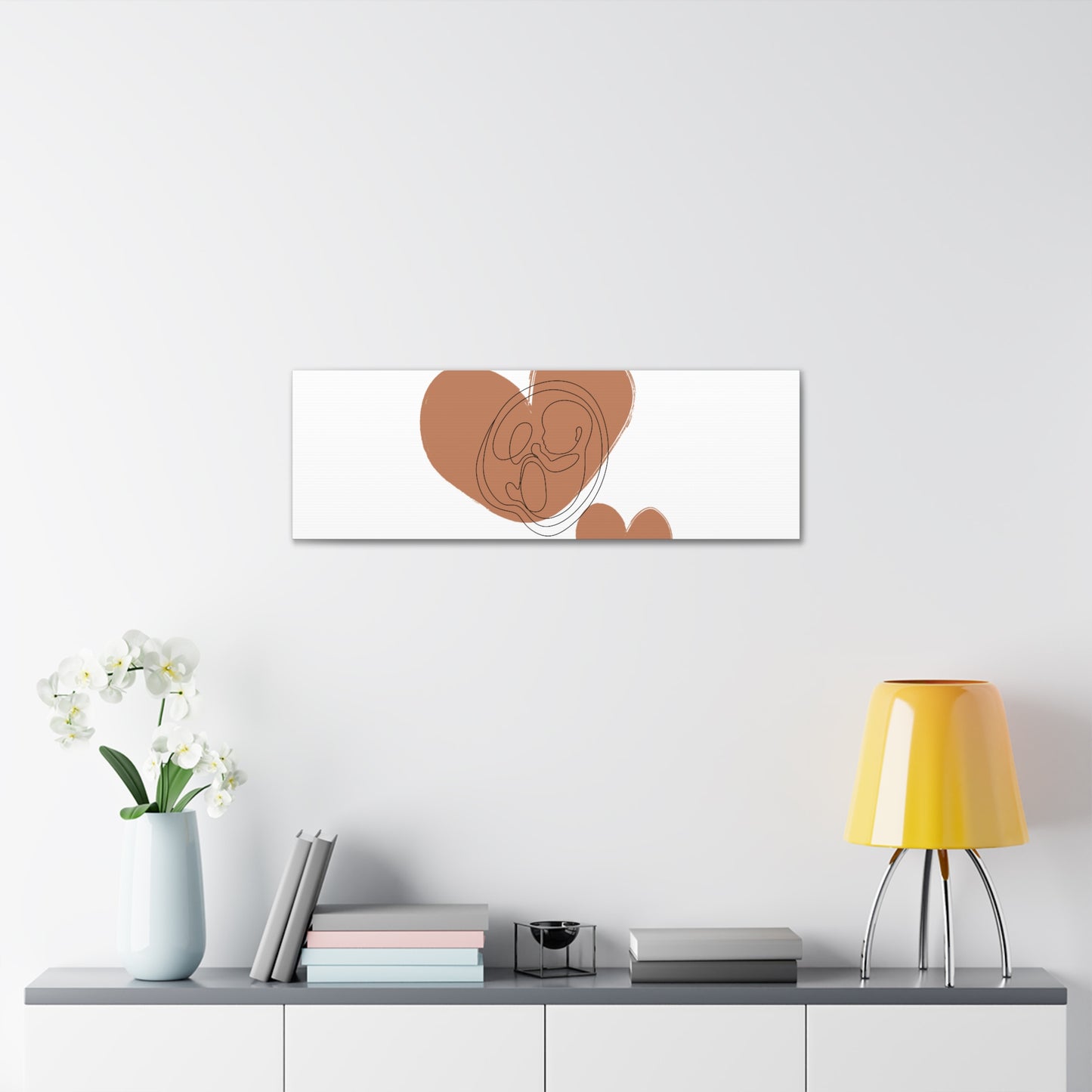 Aesthetic Baby Sonogram with brown hearts Polyester Canvas