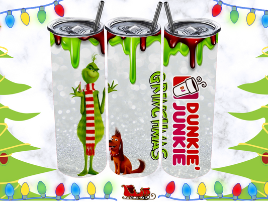 Grinch Please, Grinch Face, 20oz Stainless Steel Tumbler/travel Mug With  Slider Lid and Straw Christmas Movie Grinchmas Red and Green 