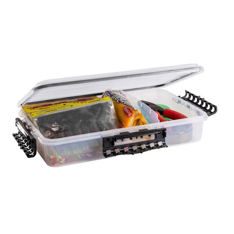 13 Clear and Yellow Pro Latch Stowaway Storage Utility Box with Adjustable Dividers at christmas.com