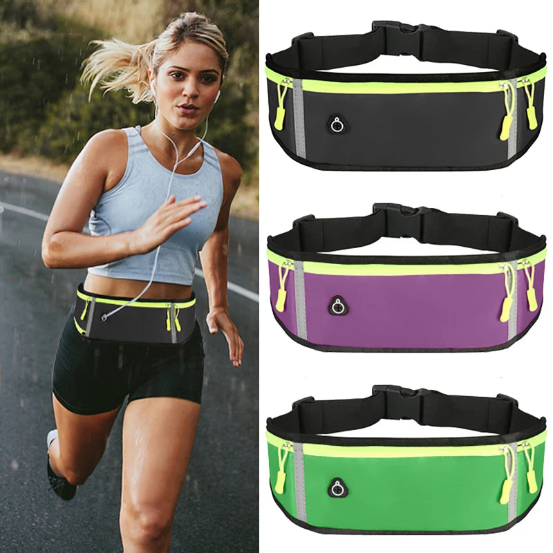 Sport Running Waist Bag for Women Men Waterproof Comfortable Gym Fanny Bag Safty Reflective Tape Cycling Phone Case Running Belt