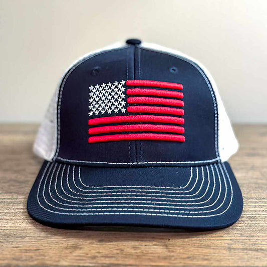 Blue Line Flag on Grey Trucker Hat – Taya and Chris Kyle Family
