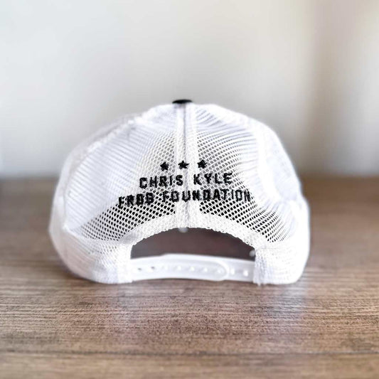 Blue Line Flag on Grey Trucker Hat – Taya and Chris Kyle Family