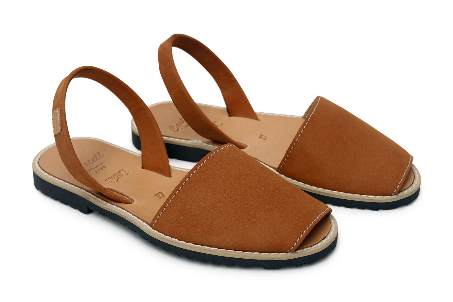 Castell Avarcas Women's Classics Brown Cuero Leather Slingback Sandals ...