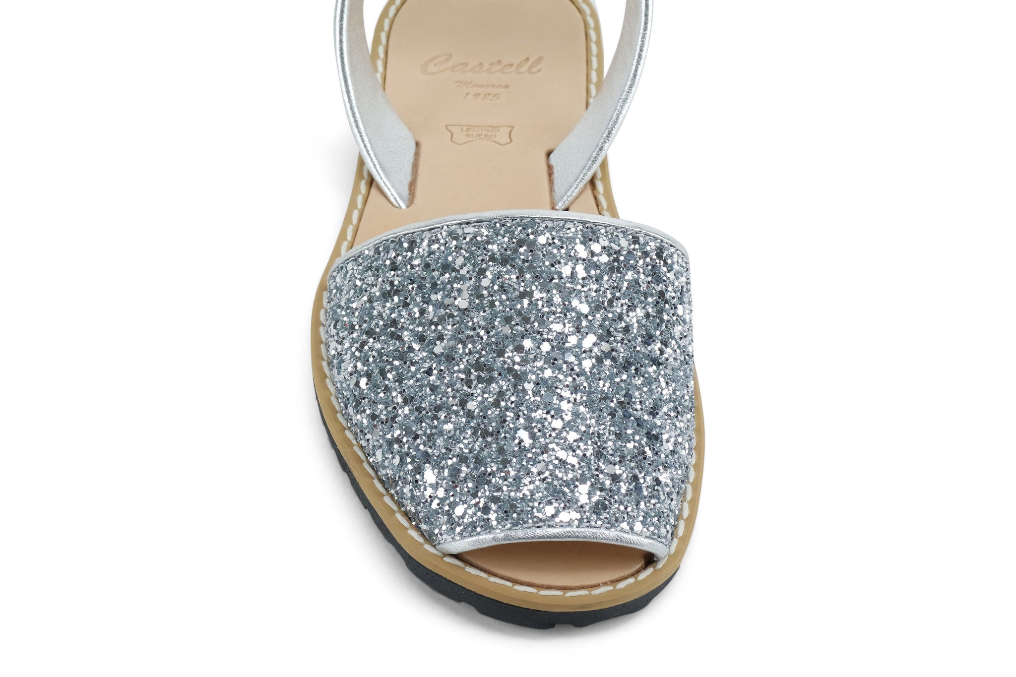 Castell Avarcas Women's Classics Glitter Silver Leather Slingback ...
