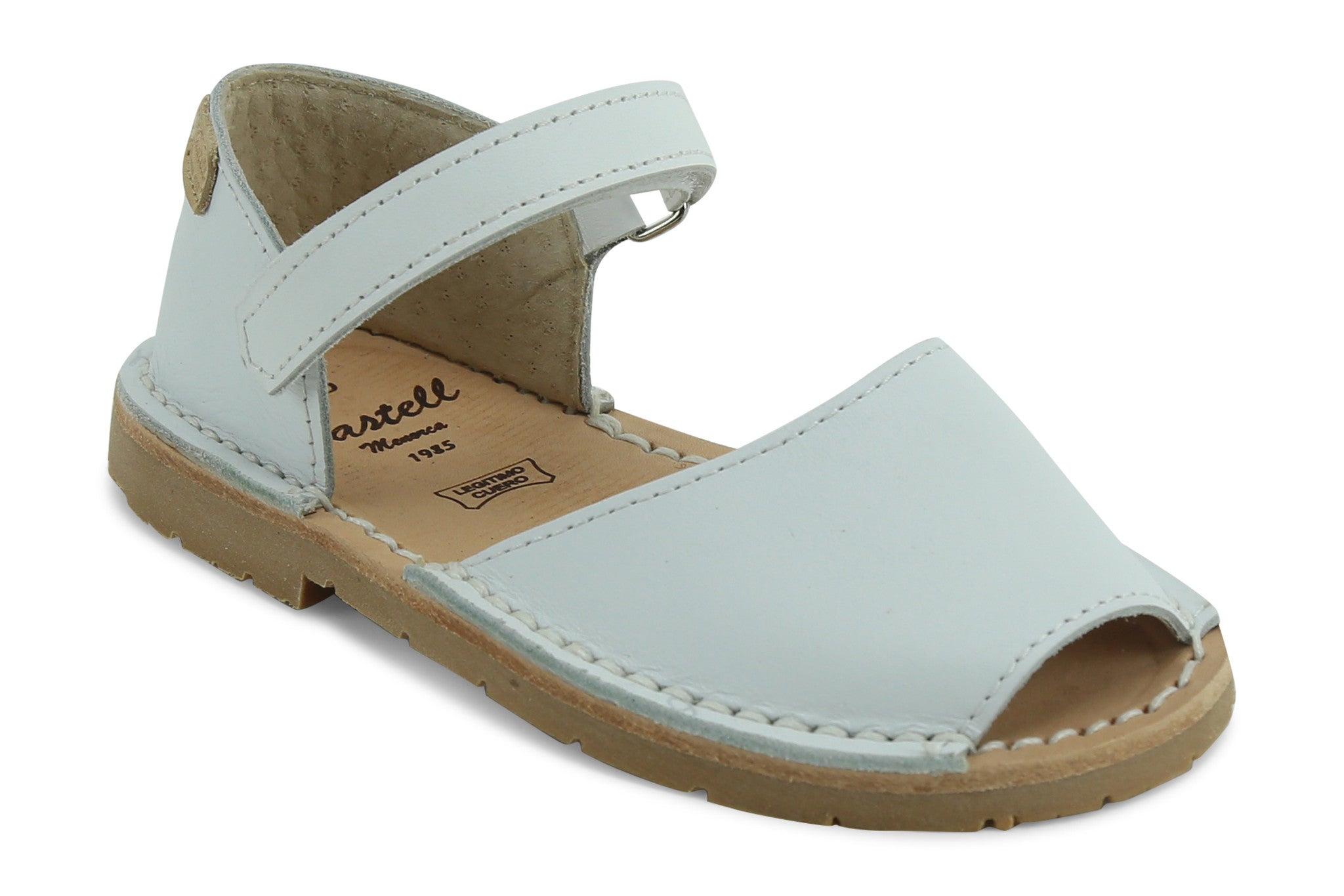 Castell Avarcas Kids Fraileras White Leather Velcro Strap Sandals - THE ...