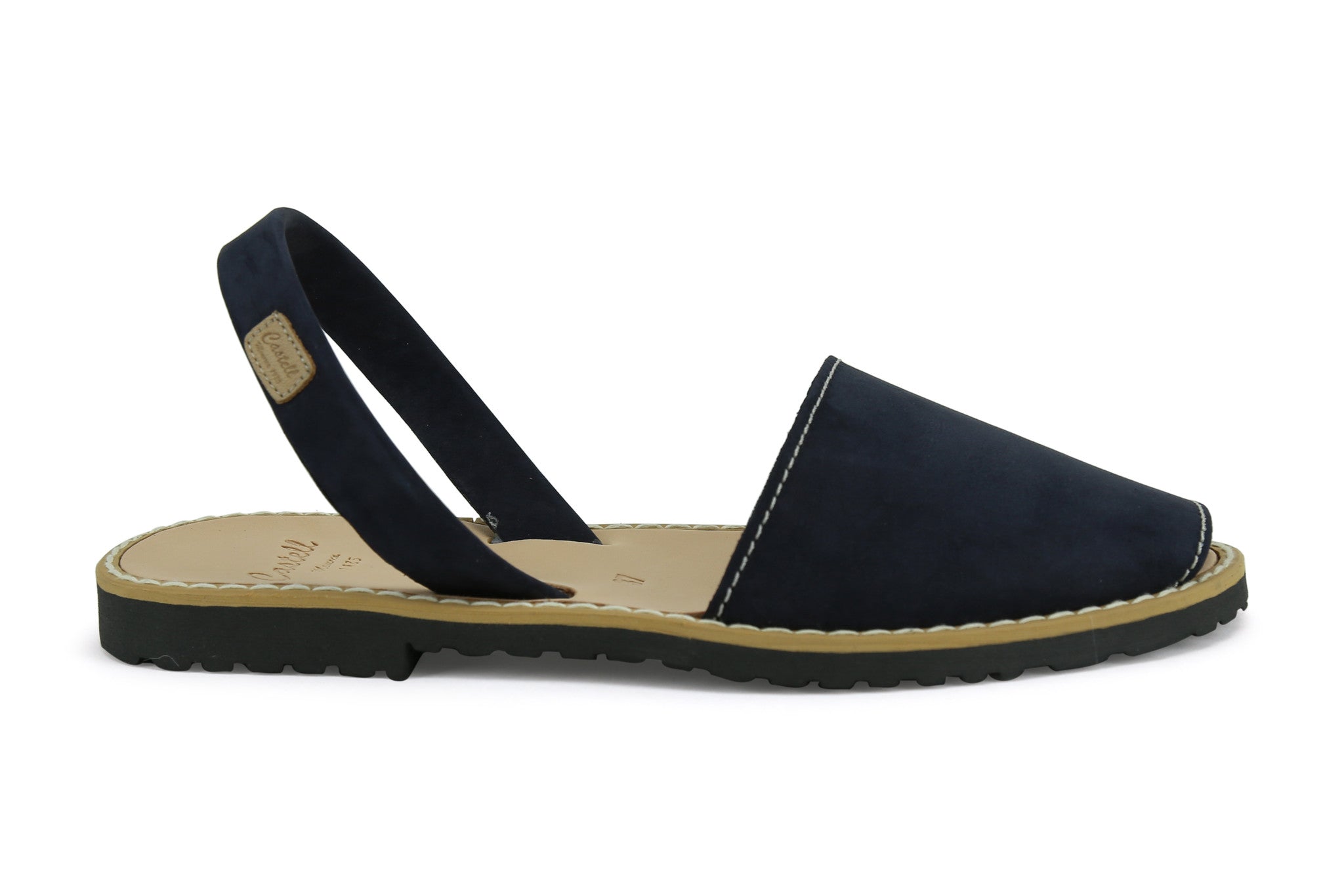 Castell Avarcas Women's Classics Dark Navy Leather Slingback Sandals ...